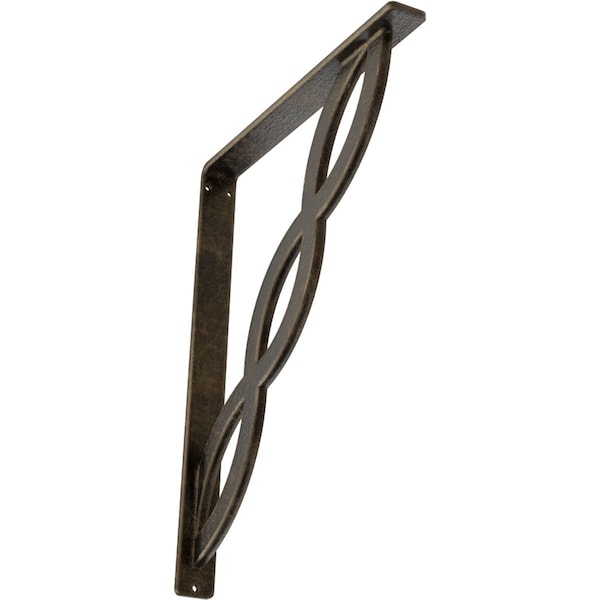 Ekena Millwork Loera Wrought Iron Bracket, (Single center brace), Antiqued Pale Gold 1 1/2"W x 12"D x 15"H BKTM01X12X15SLOAPG - main